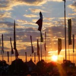 West Holts flags at sundown